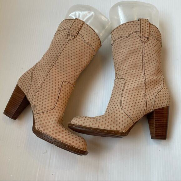 Born Genevieve polka dot stack heeled boots leather upper size 7.5 - Picture 7 of 12